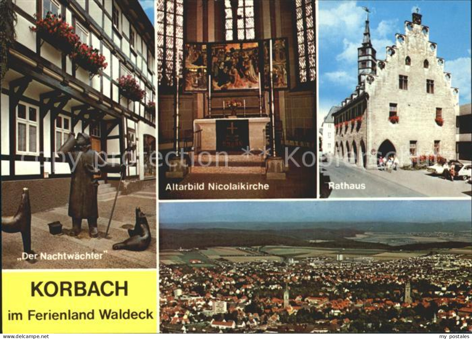 72298806 Korbach Der Nachtwaechter Altarbild Nicolaikirche Rathaus Gesamtansicht - Korbach
