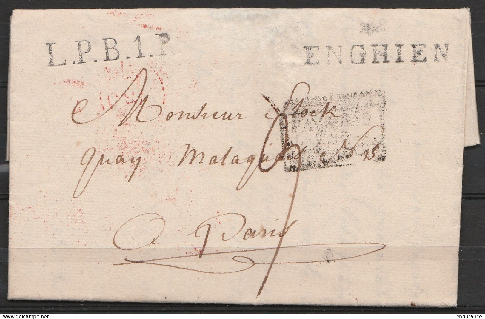 L. Datée 26 Juin 1823 D'ENGHIEN Pour PARIS - Griffes "ENGHIEN" & "L.P.B.1.R" - [PAYS-BAS PAR ...] - 1815-1830 (Hollandse Tijd)