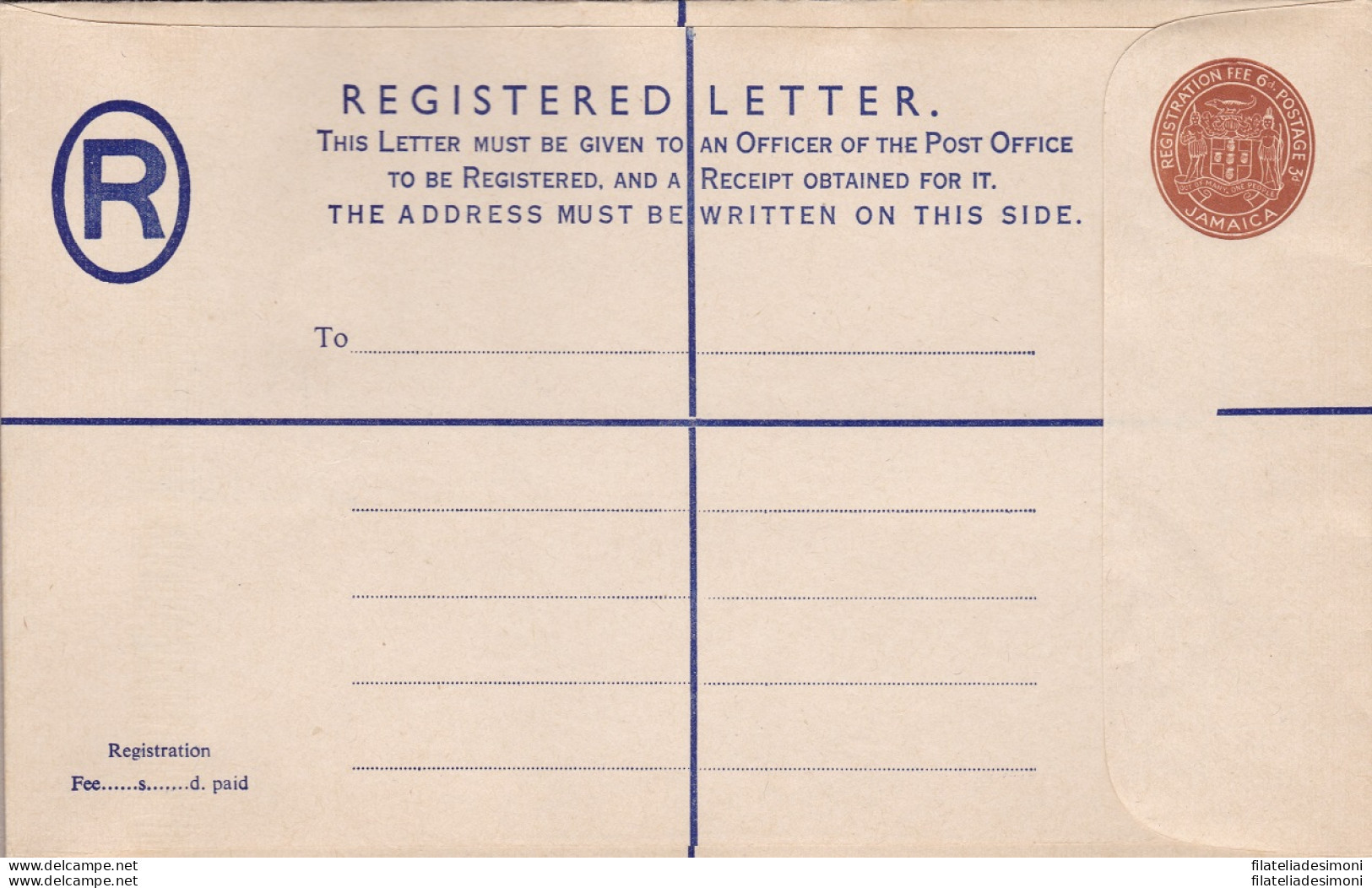 JAMAICA, REGISTERED LETTER 6 C. NUOVA/NEW - Other & Unclassified