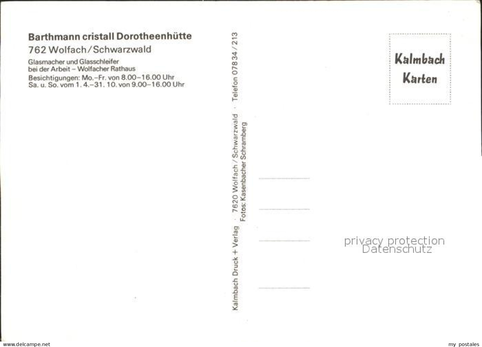 72296788 Wolfach Barthmann Cristall Dorotheenhuette Glasmacher Glasschleifer Han - Wolfach