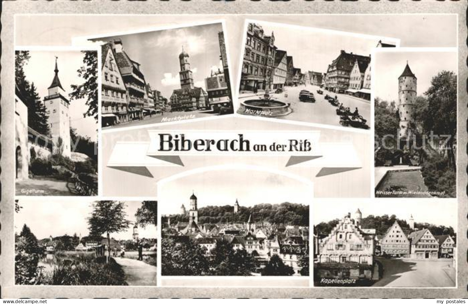 72295550 Biberach Riss Gigelturm Marktplatz Brunnen Weisser Turm Wielanddenkmal  - Biberach