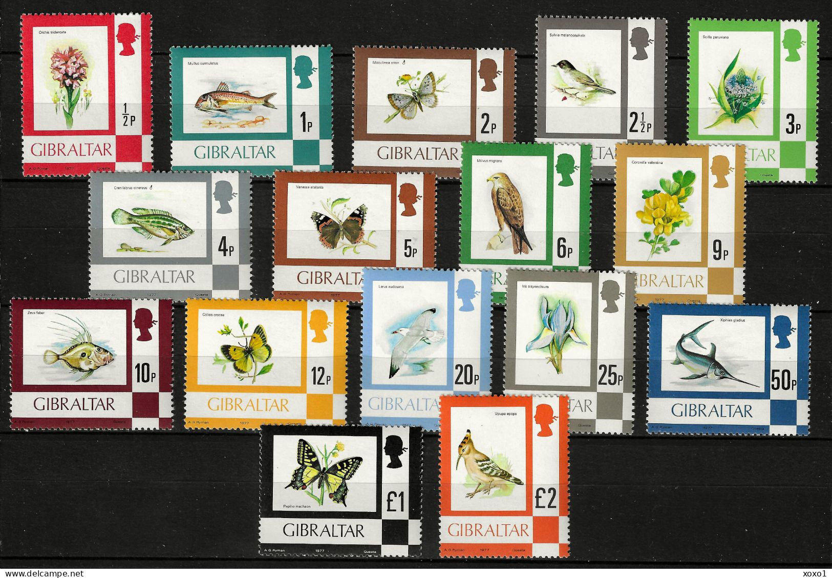 Gibraltar 1977 MiNr. 348 - 363 Fauna Birds Insects Fishes Plants Flora 16v MNH** 25.00 € - Adler & Greifvögel