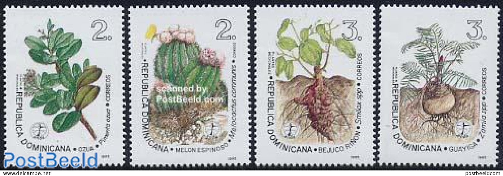 Dominican Republic 1995 Flora 4v, Mint NH, Nature - Cacti - Flowers & Plants - Sukkulenten