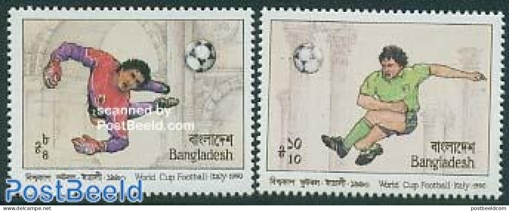 Bangladesh 1990 World Cup Football 2v, Mint NH, Sport - Football - Bangladesh