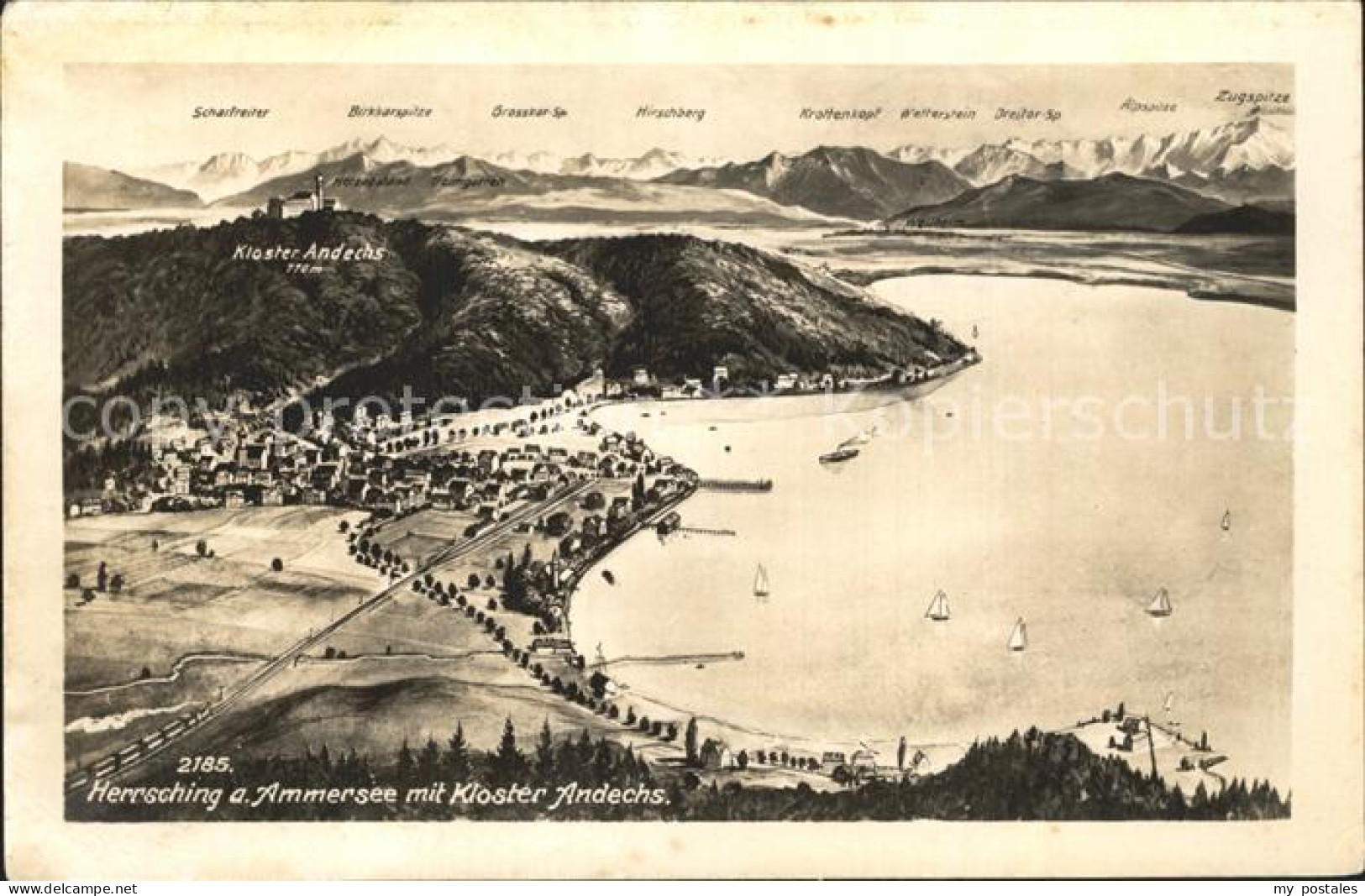 72293394 Herrsching Ammersee Mit Kloster Andechs Alpenpanorama Aus Der Vogelscha - Herrsching