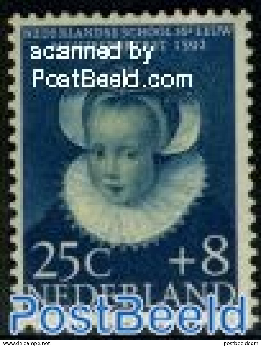 Netherlands 1956 25+8c, Portrait Of A Girl,Stamp Out Of Set, Unused (hinged), Art - Paintings - Ongebruikt