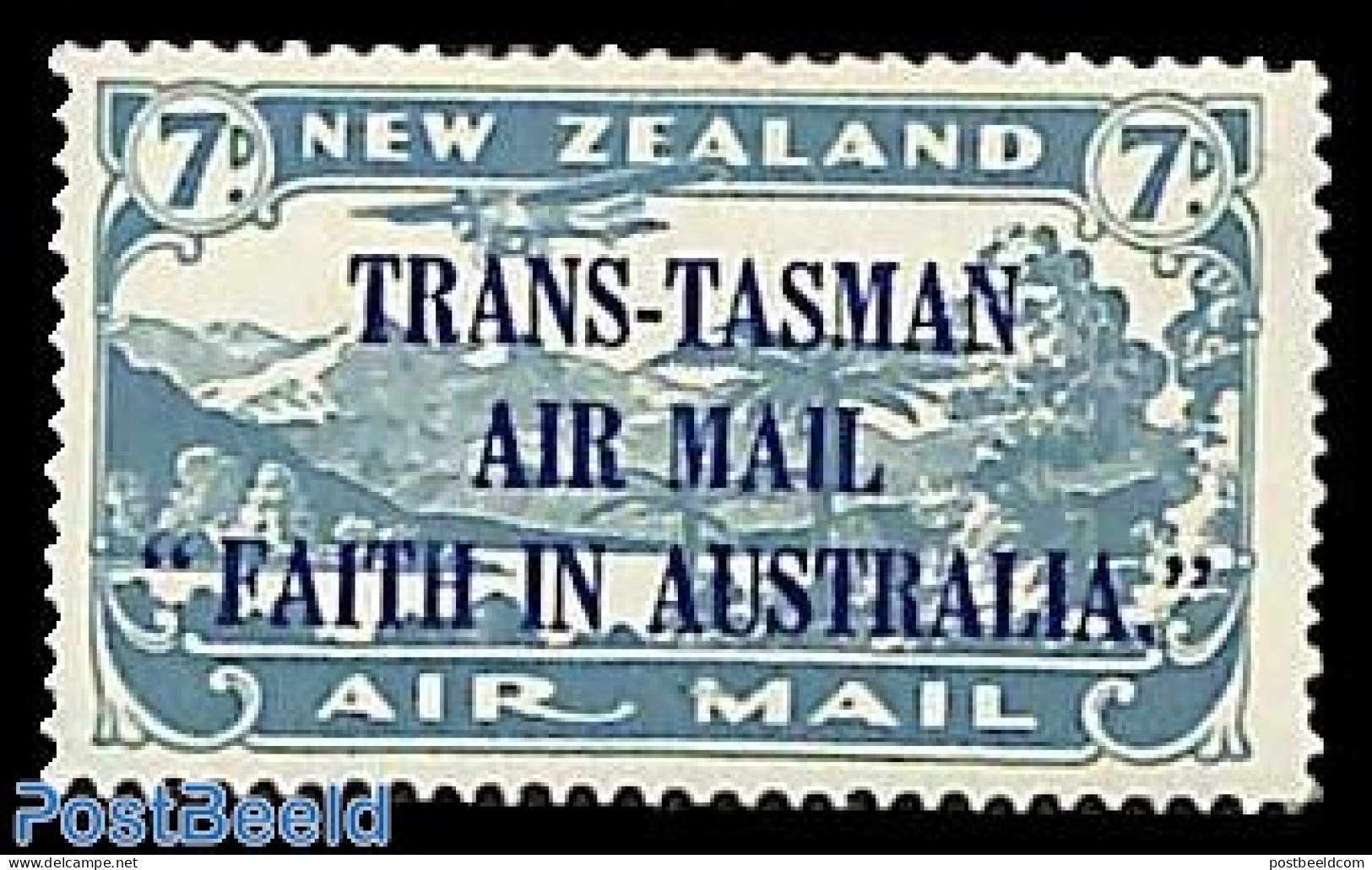 New Zealand 1934 Trans Tasman Flight 1v, Unused (hinged), Transport - Aircraft & Aviation - Neufs