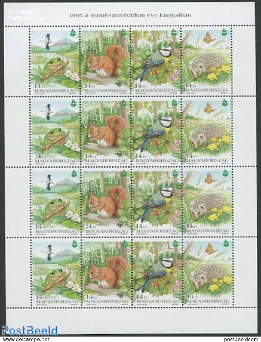 Hungary 1995 European Nature Conservation M/s, Mint NH, History - Nature - Europa Hang-on Issues - Animals (others & M.. - Nuevos