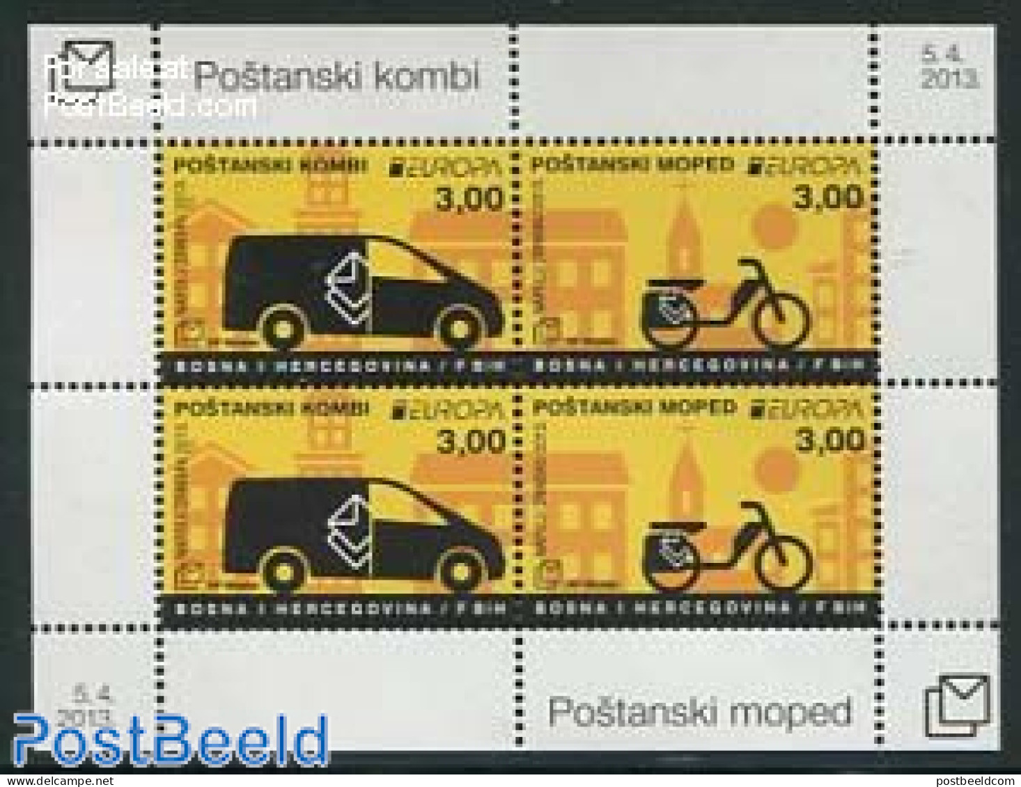 Bosnia Herzegovina - Croatic Adm. 2013 Europa M/s (with 2 Sets), Mint NH, History - Transport - Europa (cept) - Post -.. - Post