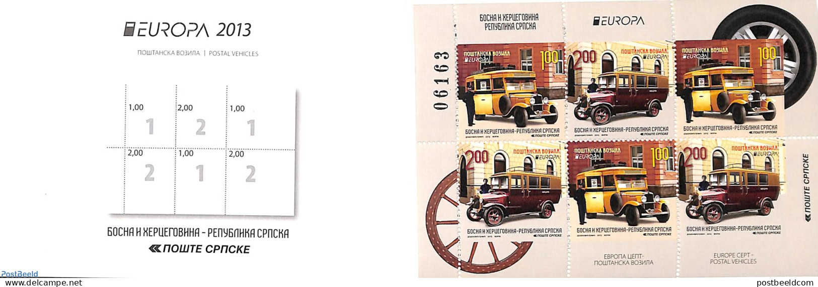 Bosnia Herzegovina - Serbian Adm. 2013 Europa Booklet, Mint NH, History - Transport - Europa (cept) - Post - Stamp Boo.. - Post