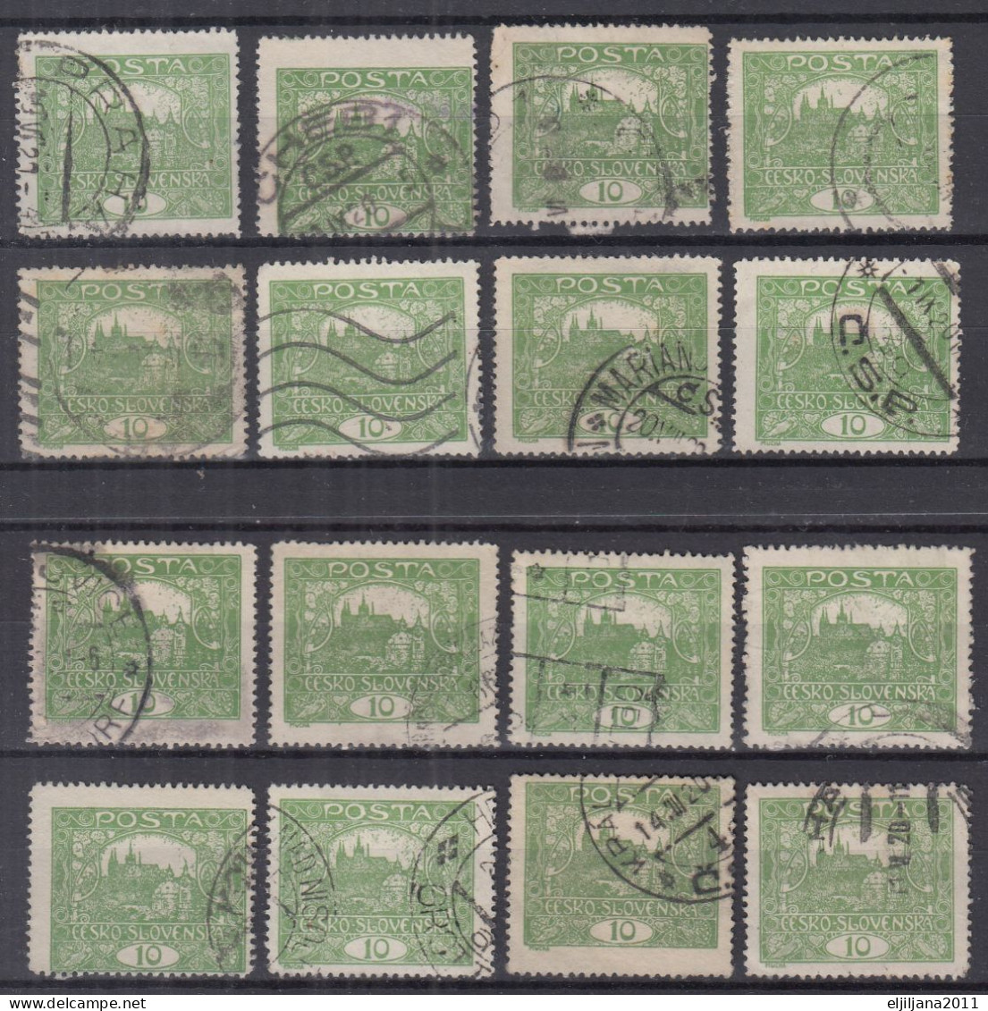 ⁕ Czechoslovakia 1919/20 ⁕ Hradcany 10 H. Mi.25 ⁕ 16v Used / Shades / Unchecked Perf. - Gebruikt