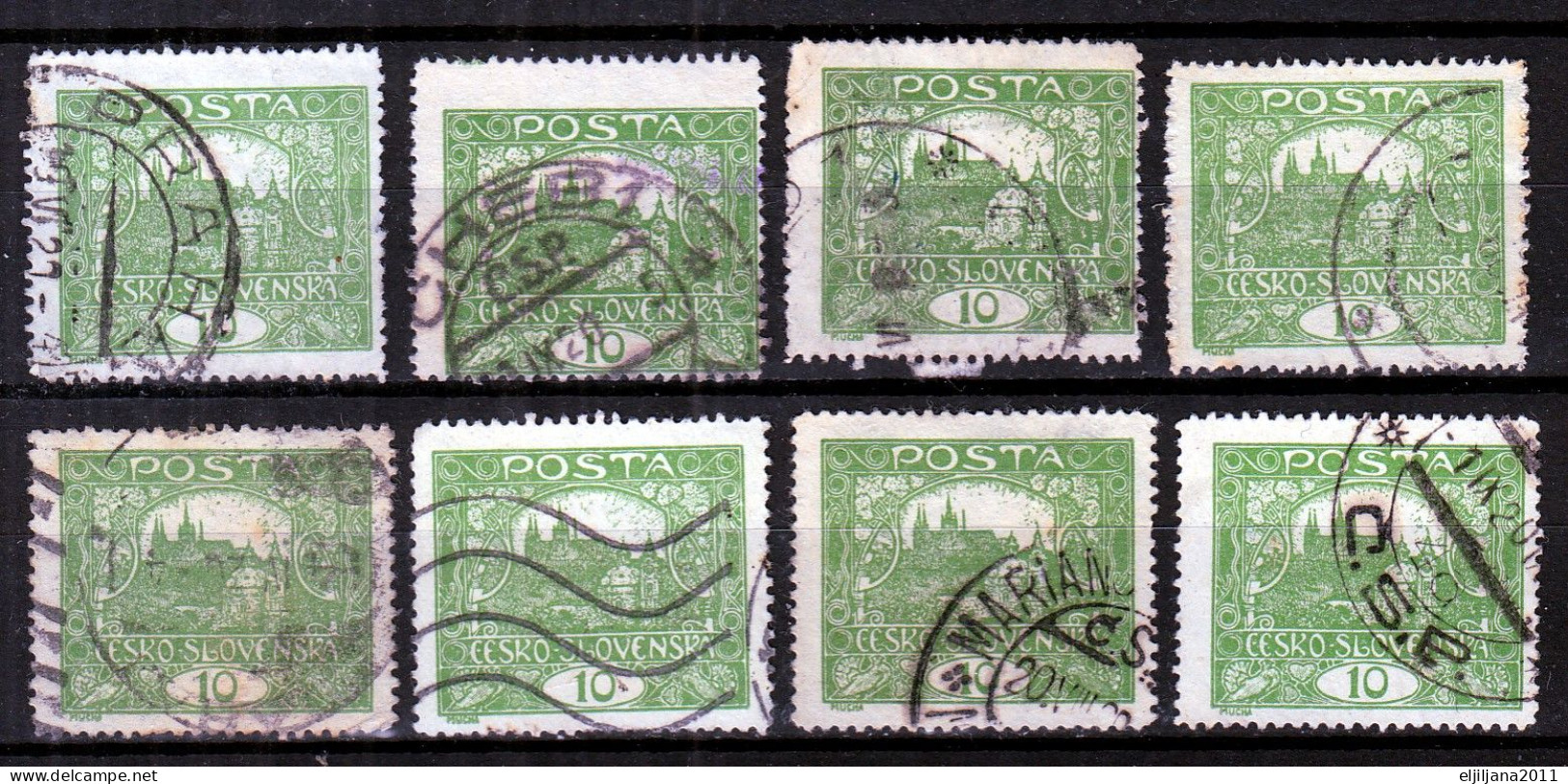 ⁕ Czechoslovakia 1919/20 ⁕ Hradcany 10 H. Mi.25 ⁕ 16v Used / Shades / Unchecked Perf. - Oblitérés