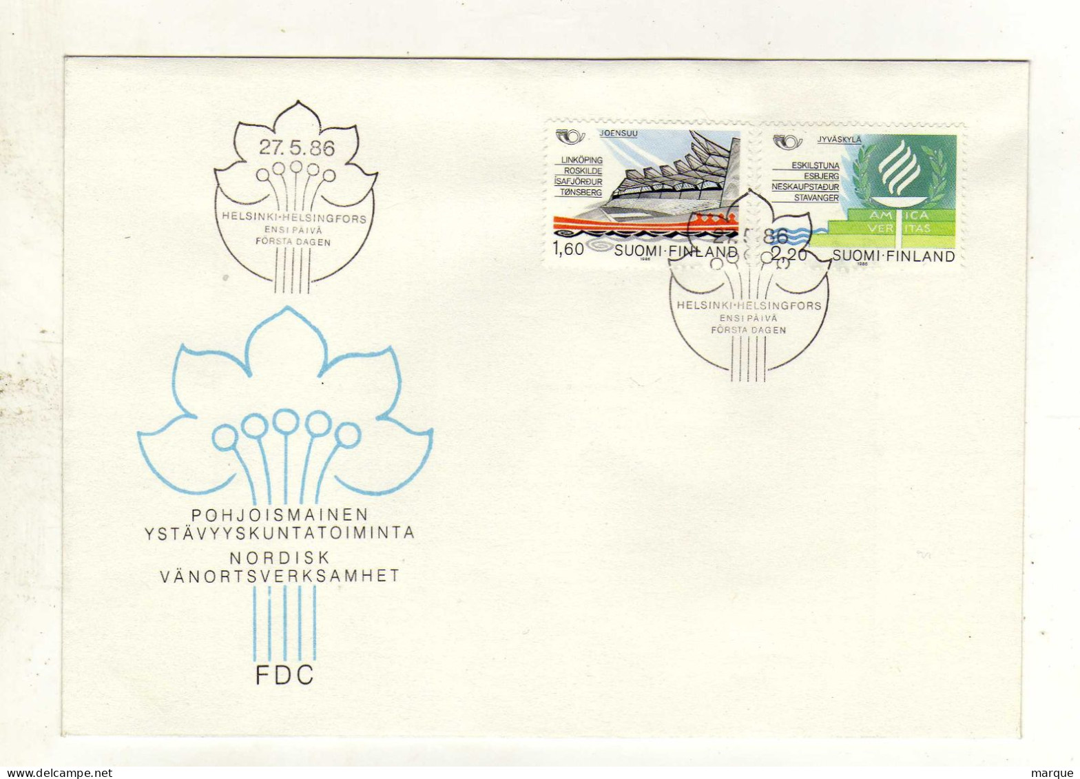 Enveloppe 1er Jour FINLANDE SUOMI FINLAND Oblitération HELSINSKI 27/05/1986 - FDC