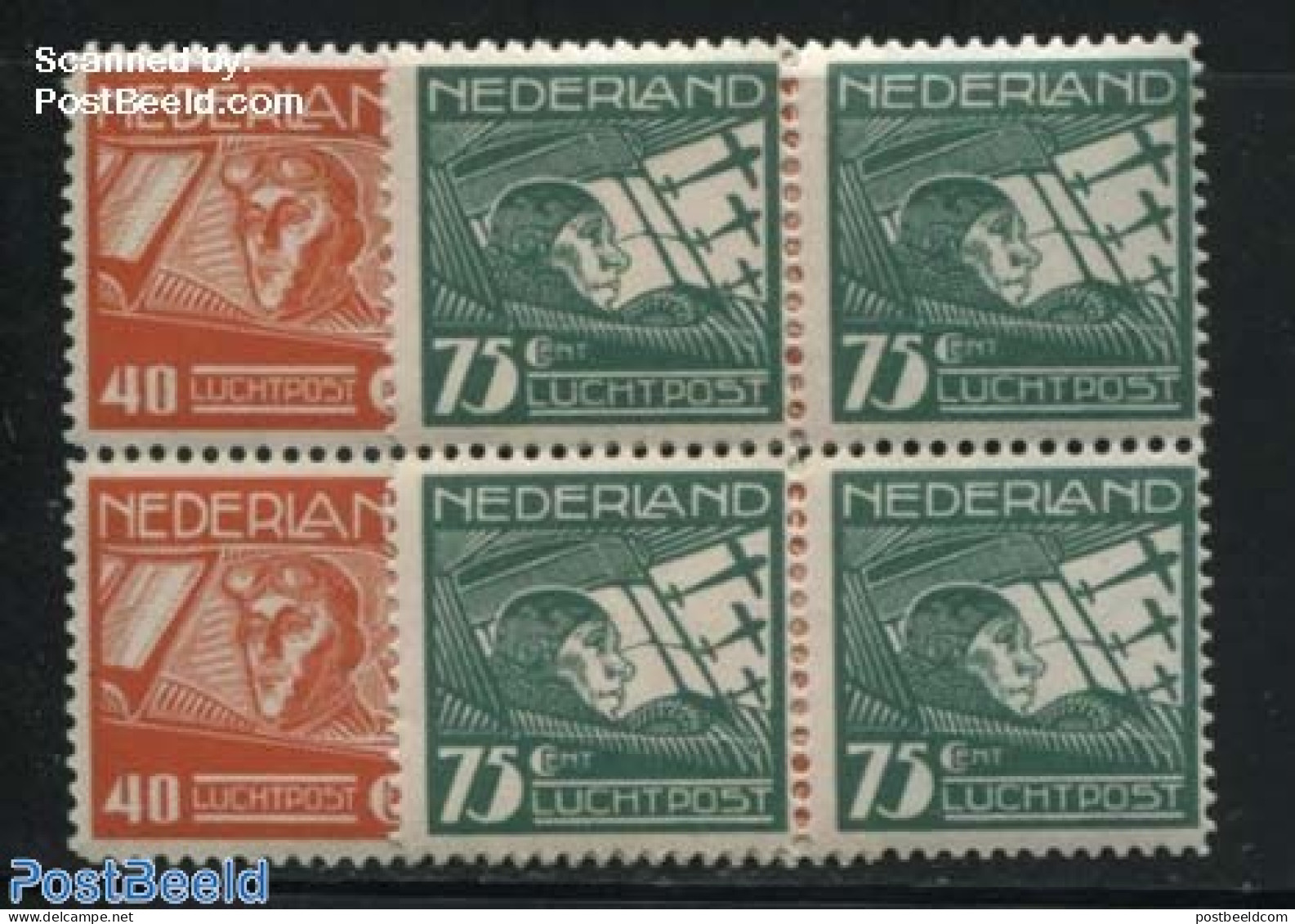 Netherlands 1928 Aviators 2v, Blocks Of 4 [+], Mint NH, Transport - Aircraft & Aviation - Posta Aerea