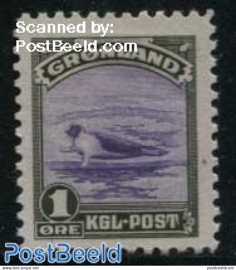 Greenland 1945 1o, Stamp Out Of Set, Unused (hinged), Nature - Sea Mammals - Neufs