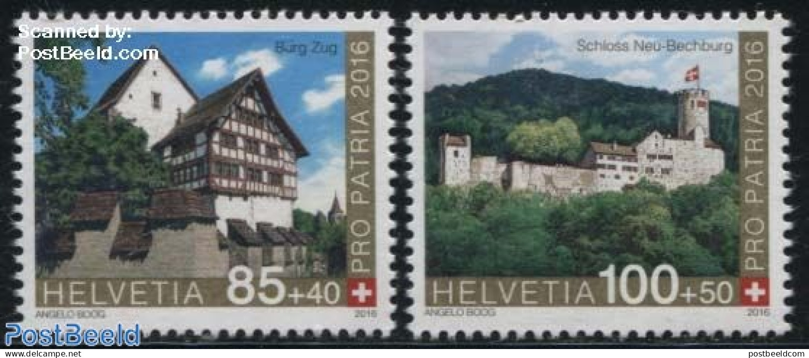 Switzerland 2016 Pro Patria, Castles 2v, Mint NH, Art - Castles & Fortifications - Unused Stamps