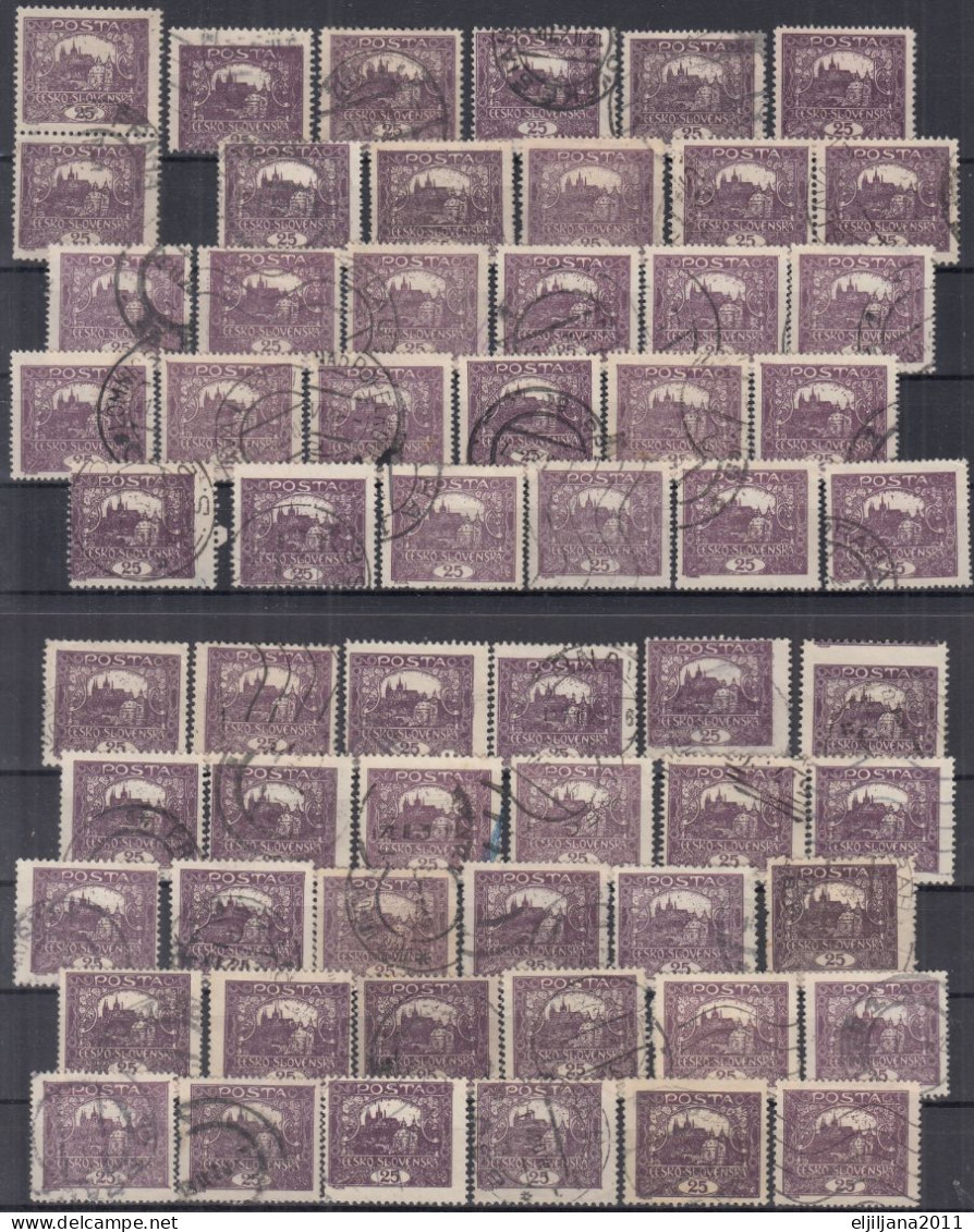 ⁕ Czechoslovakia 1919/20 ⁕ Hradcany 25 H. Mi.28 ⁕ 60v Used / Shades / Errors / Unchecked Perf. - Gebruikt