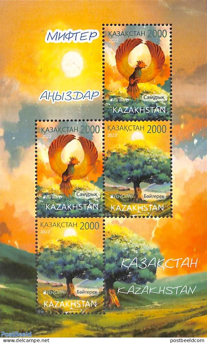 Kazakhstan 2022 Europa, Myths & Legends S/s, Mint NH, History - Nature - Europa (cept) - Trees & Forests - Art - Fairy.. - Rotary, Lions Club