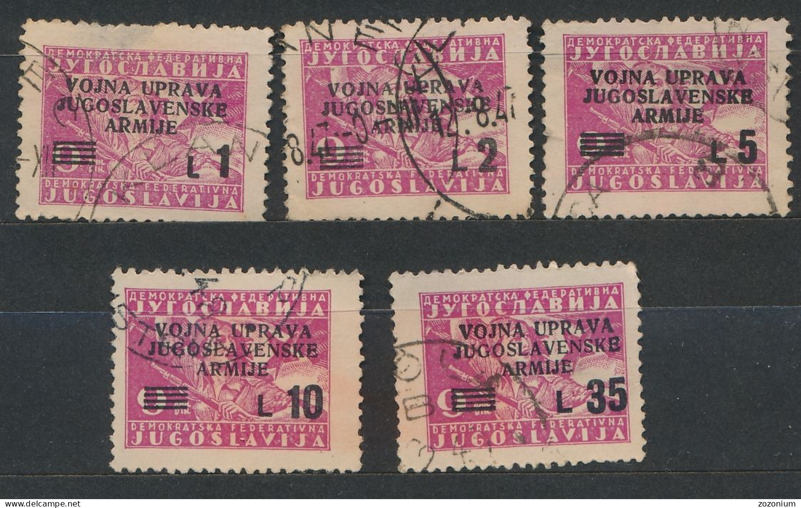 1947 STT VUJA Trieste Istra Istria Yugoslavia Italy , Vojna Uprava Jugoslovenske Armije 5 STAMPS USED - Joegoslavische Bez.: Istrië