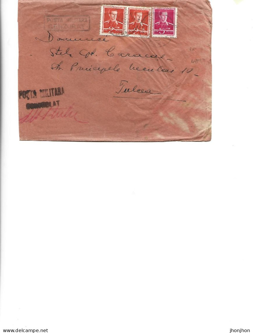 Romania  -  Cover Sent From Caracal In 1942 To Tulcea Censored And Controlled By The Military Post - 2/scans - Cartas De La Segunda Guerra Mundial