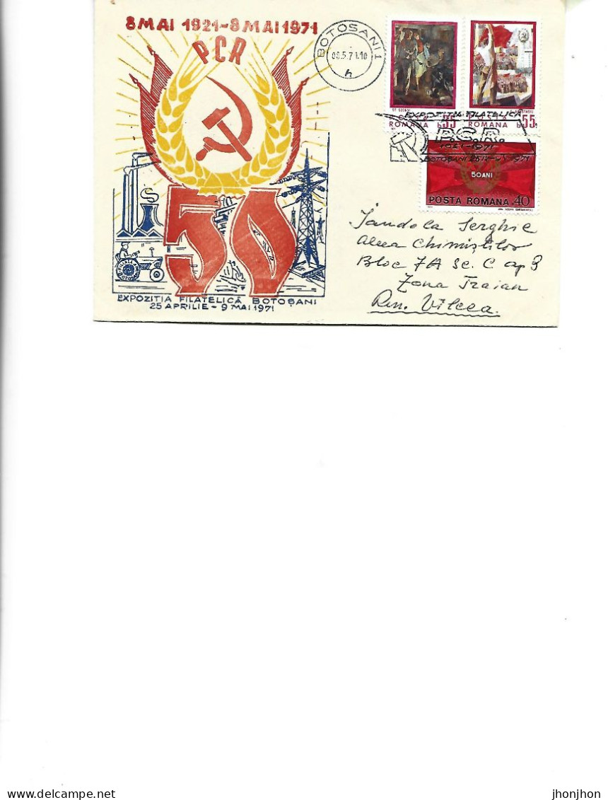 Romania  -  Occasional Envelope  1971 Botosani - 50 Years Since The Creation Of The Romanian Communist Party - 1921-1971 - Briefe U. Dokumente