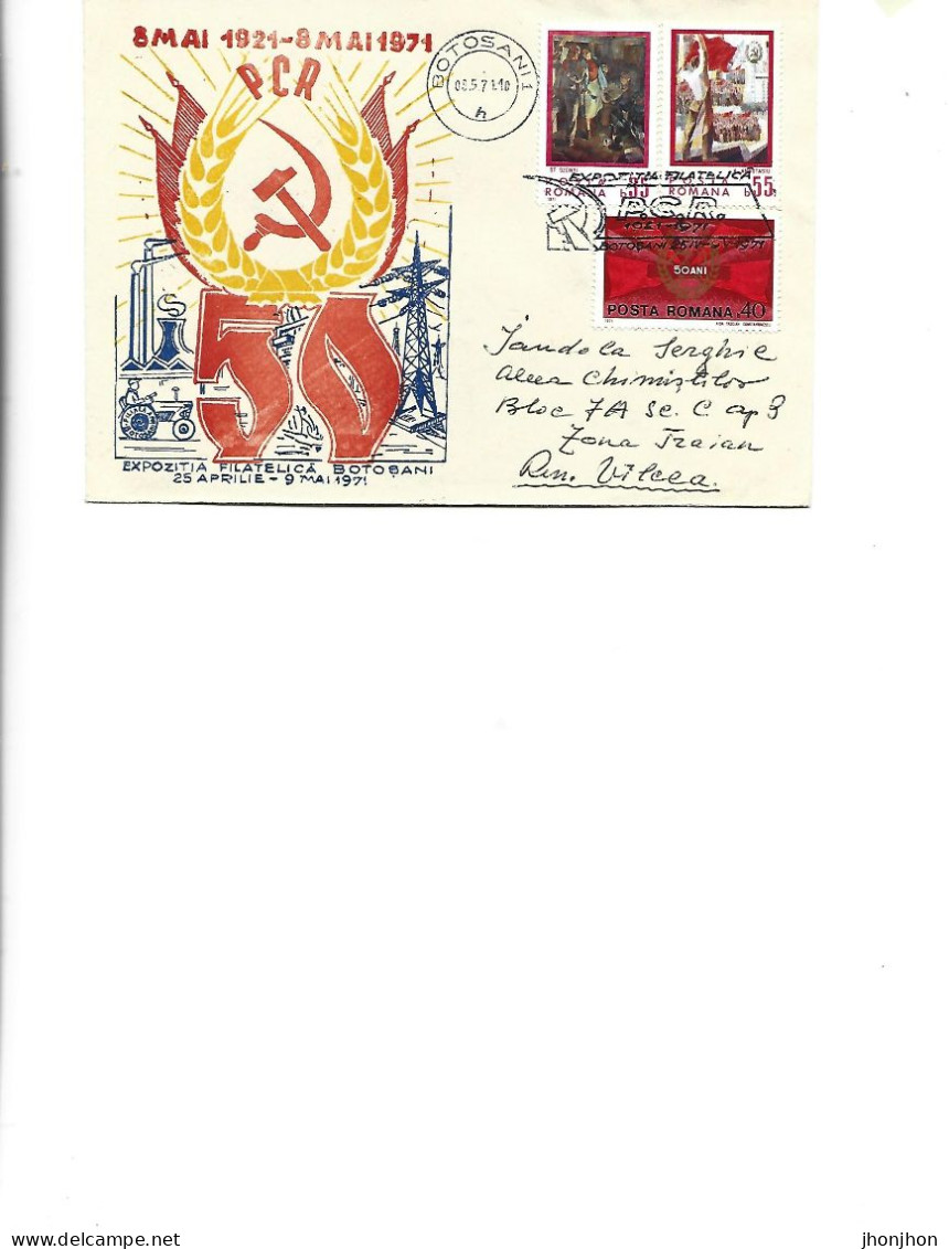 Romania  -  Occasional Envelope  1971 Botosani - 50 Years Since The Creation Of The Romanian Communist Party - 1921-1971 - Lettres & Documents