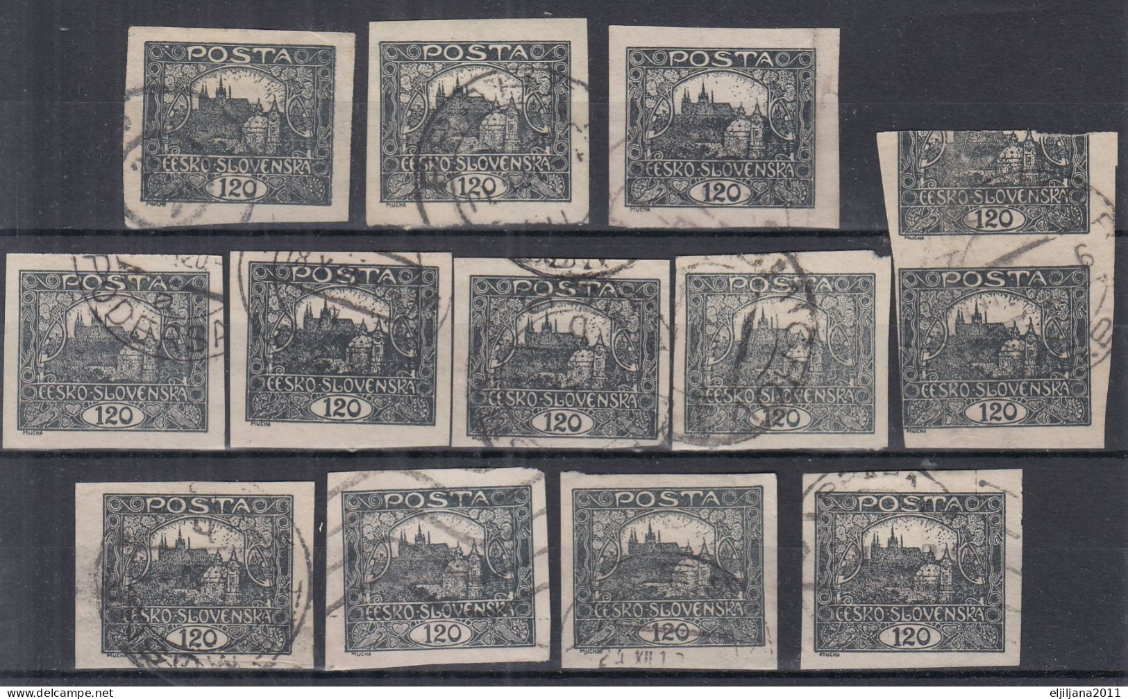 ⁕ Czechoslovakia 1919/20 ⁕ Hradcany 120 H. Mi.32 U ⁕ 12v Used / Shades /  Imperf. - Oblitérés