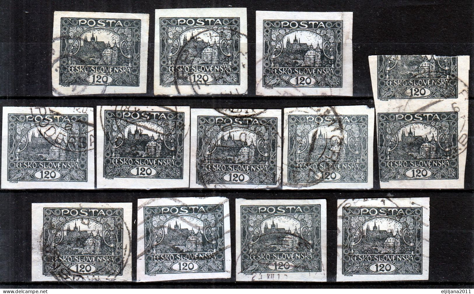 ⁕ Czechoslovakia 1919/20 ⁕ Hradcany 120 H. Mi.32 U ⁕ 12v Used / Shades /  Imperf. - Used Stamps