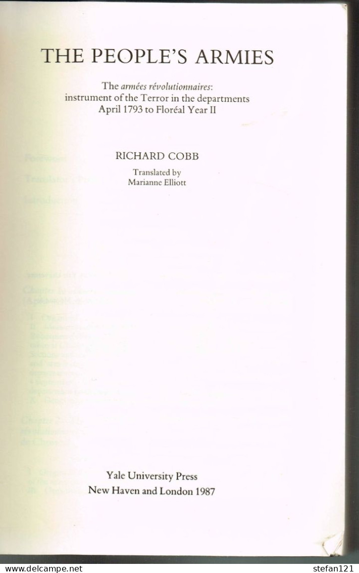 The People's Armies - Richard Cobb - 1987 - 776 Pages 23,5 X 15,5 Cm - Otros & Sin Clasificación