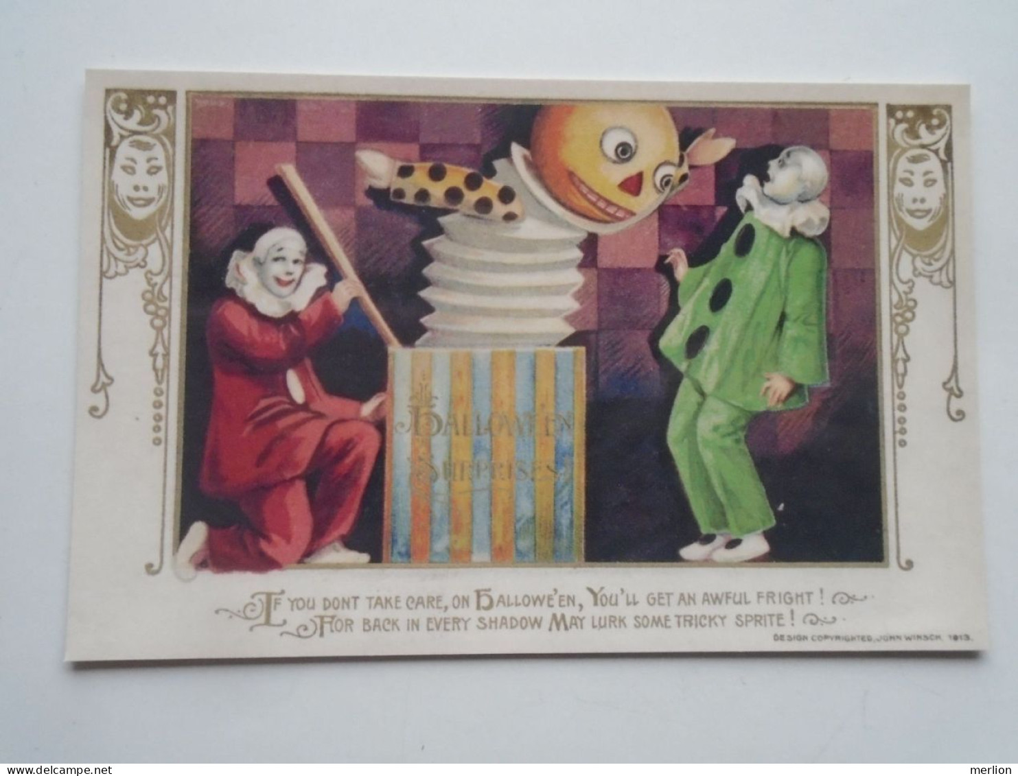 D201737 Lot Of 4 Postcards Halloween - Hallowe'en Faces  Reproduction Of John Winch Halloween Postcards 1910's - Halloween