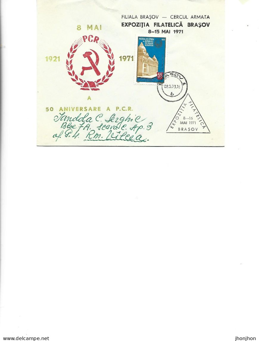 Romania  -  Occasional Envelope  1971 Brasov -50 Years Since The Creation Of P. C.R. 1921-1971, Philatelic Exhibition - Cartas & Documentos