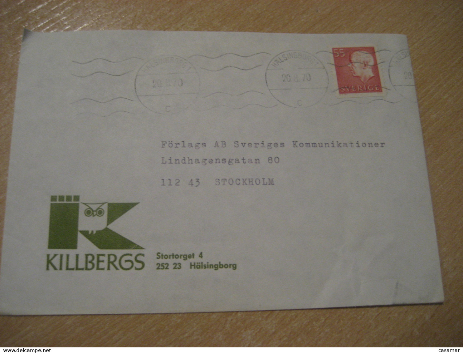 HALSINGBORG 1970 Owl Hibou Cancel Killbergs Cover SWEDEN Chouette - Hiboux & Chouettes