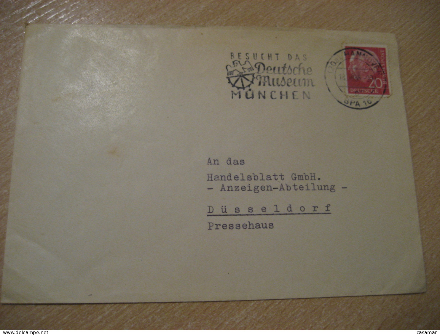 HANNOVER 1955 To Dusseldorf Deutsche Museum Owl Hibou Cancel Cover GERMANY Chouette - Hiboux & Chouettes