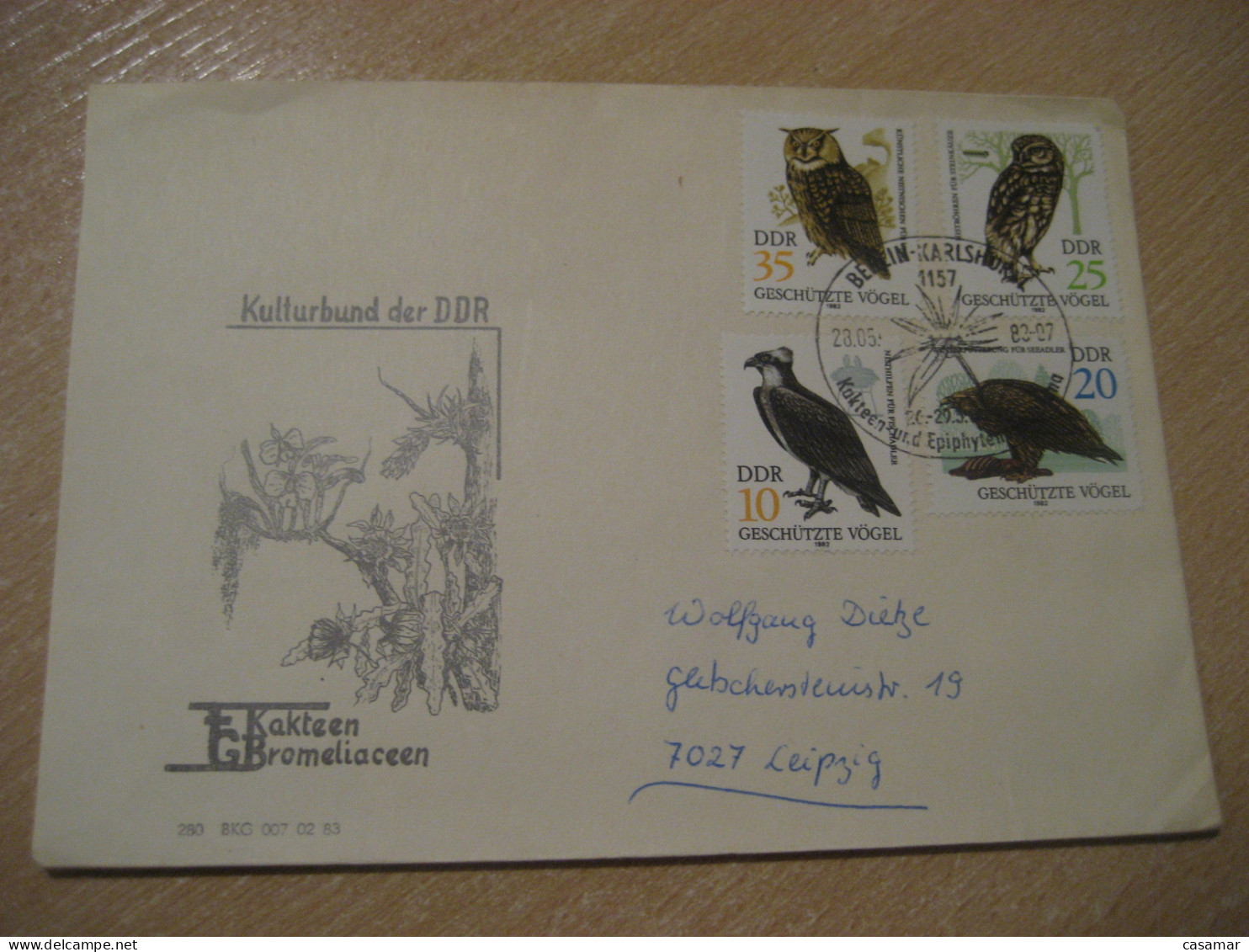 BERLIN 1983 To Leipzig Bird Birds Owl Hibou Cancel Cover DDR GERMANY Chouette - Hiboux & Chouettes