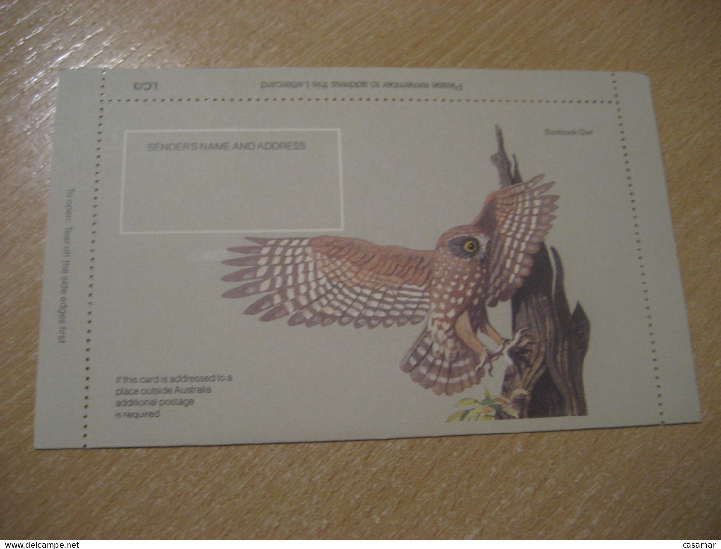 Sooty Boobook Owl Hibou Letter Card AUSTRALIA Chouette - Eulenvögel