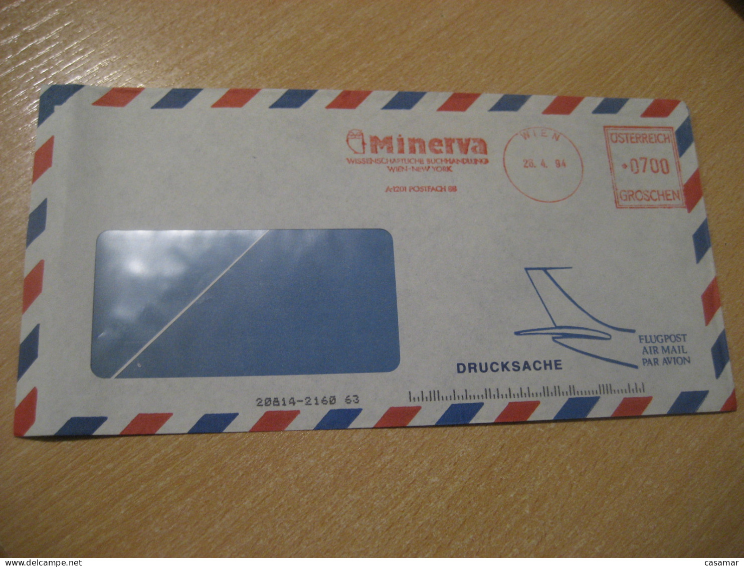 WIEN 1994 Minerva Owl Hibou Meter Mail Cancel Cover AUSTRIA Chouette - Eulenvögel