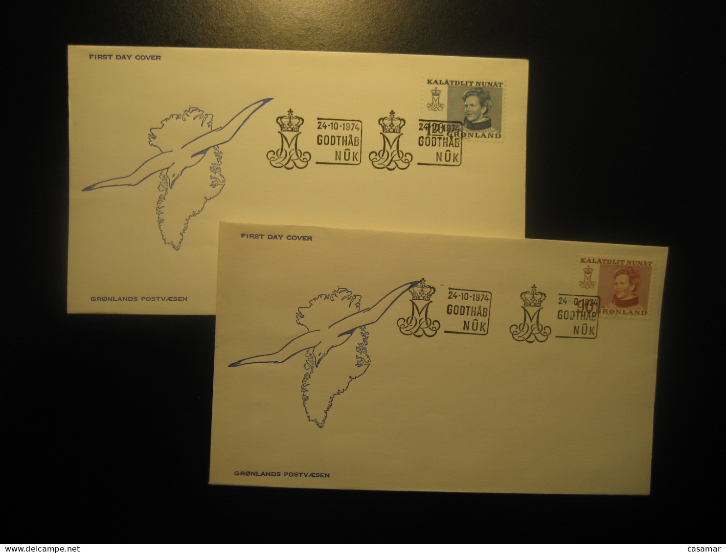 NUK Nuuk 1974 Arctic FDC Cancel 2 Cover GREENLAND Pole Polar Arctics Arctique - Other & Unclassified