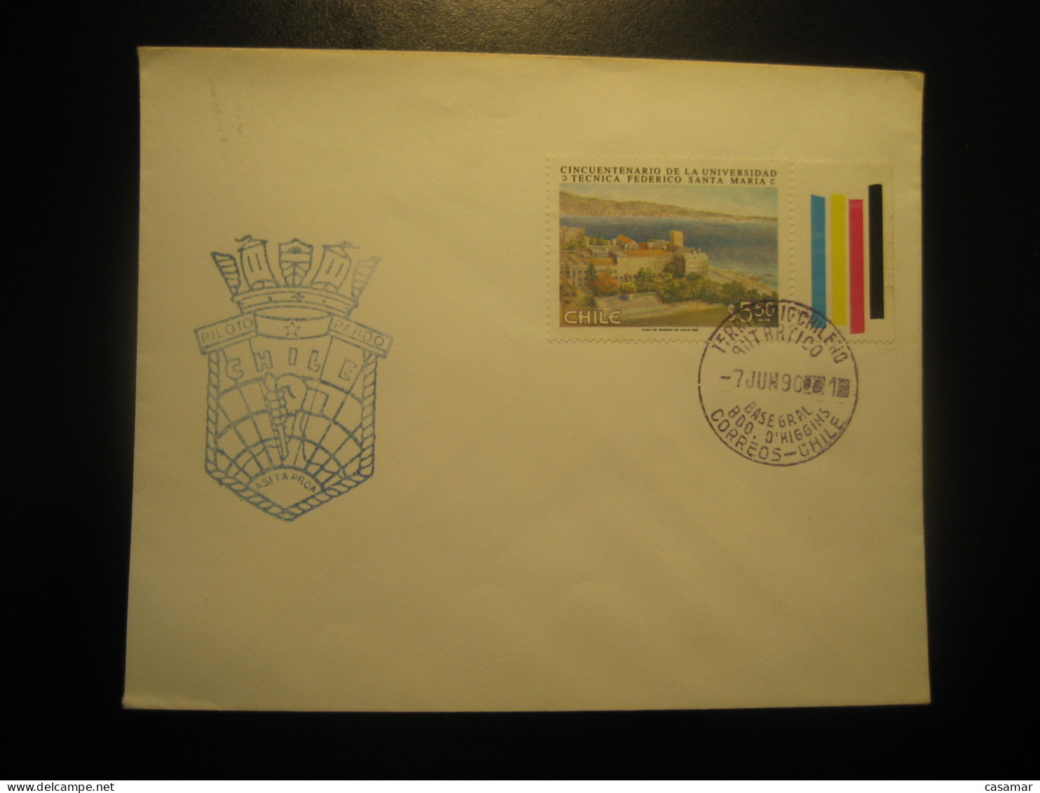 BASE Antartida O'HIGGINS 1990 Piloto Pardo Ship Antarctic Canc. Cover CHILE Pole Polar Antarctique Antarctics Antarctica - Sonstige & Ohne Zuordnung