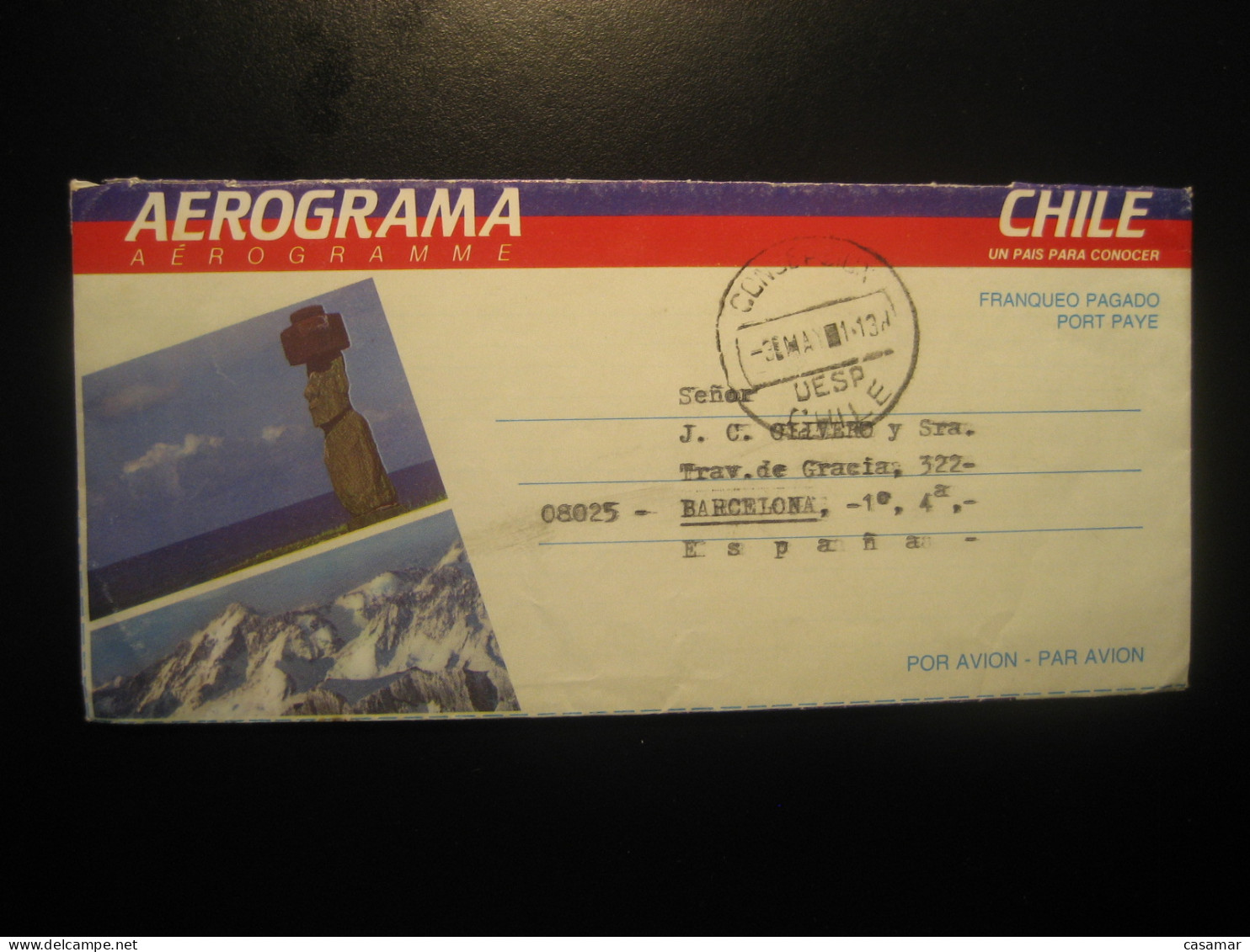 CONCEPCION 19?1 To Spain Antarctic Aerogramme Cancel CHILE Pole Polar Antarctique Antarctics Antarctica - Other & Unclassified