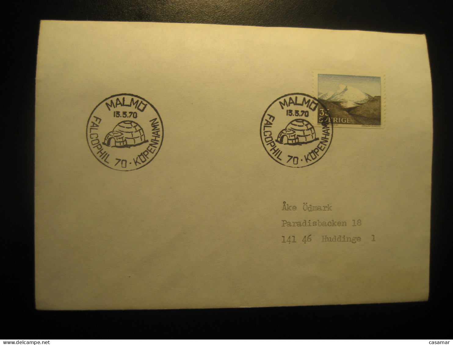 MALMO 1970 To Huddinge Igloo Falcophil Kopenhamn Cancel Cover SWEDEN Arctic Arctique Arctics Pole Polar - Sonstige & Ohne Zuordnung