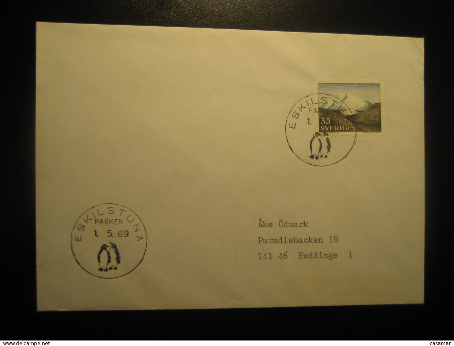 ESKILSTUNA 1969 To Huddinge Penguin Penguins Parken Cancel Cover SWEDEN Arctic Arctique Arctics Pole Polar - Arctische Fauna