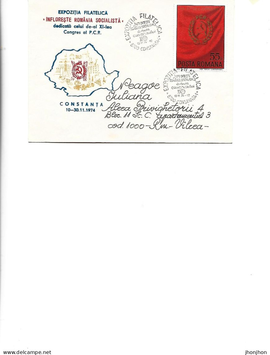 Romania  - Occasional Envelope 1974 Constanta -  Philatelic Exhibition Dedicated To The 11th Congress At RCR, 1974 - Lettres & Documents