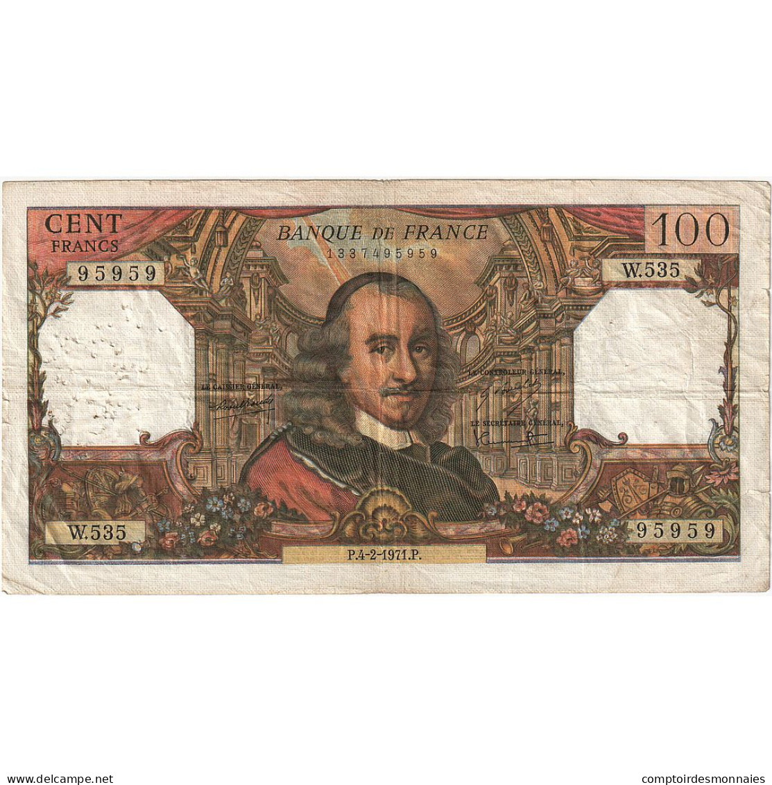 France, 100 Francs, Corneille, 1969, W.535, TB, Fayette:65.34, KM:154g - 100 F 1964-1979 ''Corneille''