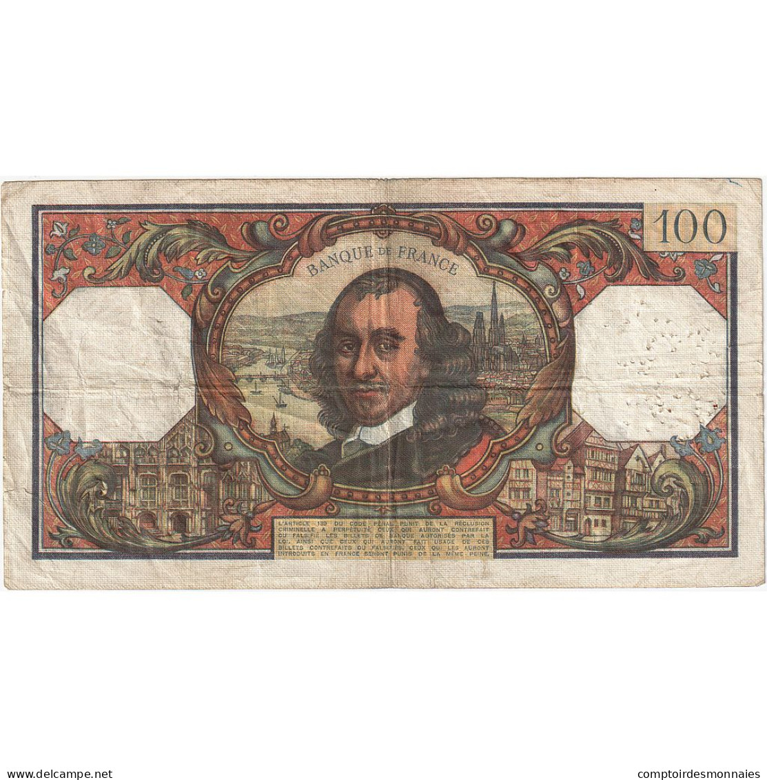 France, 100 Francs, Corneille, 1969, W.535, TB, Fayette:65.34, KM:154g - 100 F 1964-1979 ''Corneille''