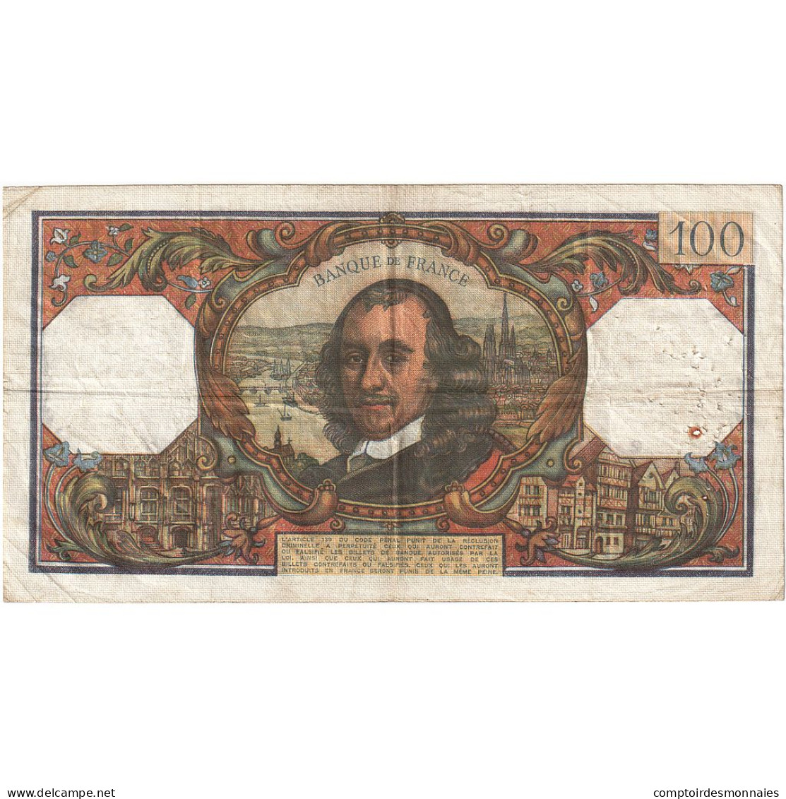 France, 100 Francs, Corneille, 1969, Q.406, TB, Fayette:65.26, KM:154g - 100 F 1964-1979 ''Corneille''