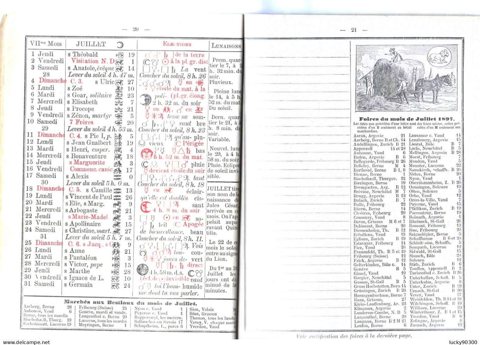 LE VERITABLE MESSAGER BOITEUX DE BERNE ET VEVEY - EDITEURS KLAUSFELDER FRERES - AN 1897 - Petit Format : ...-1900