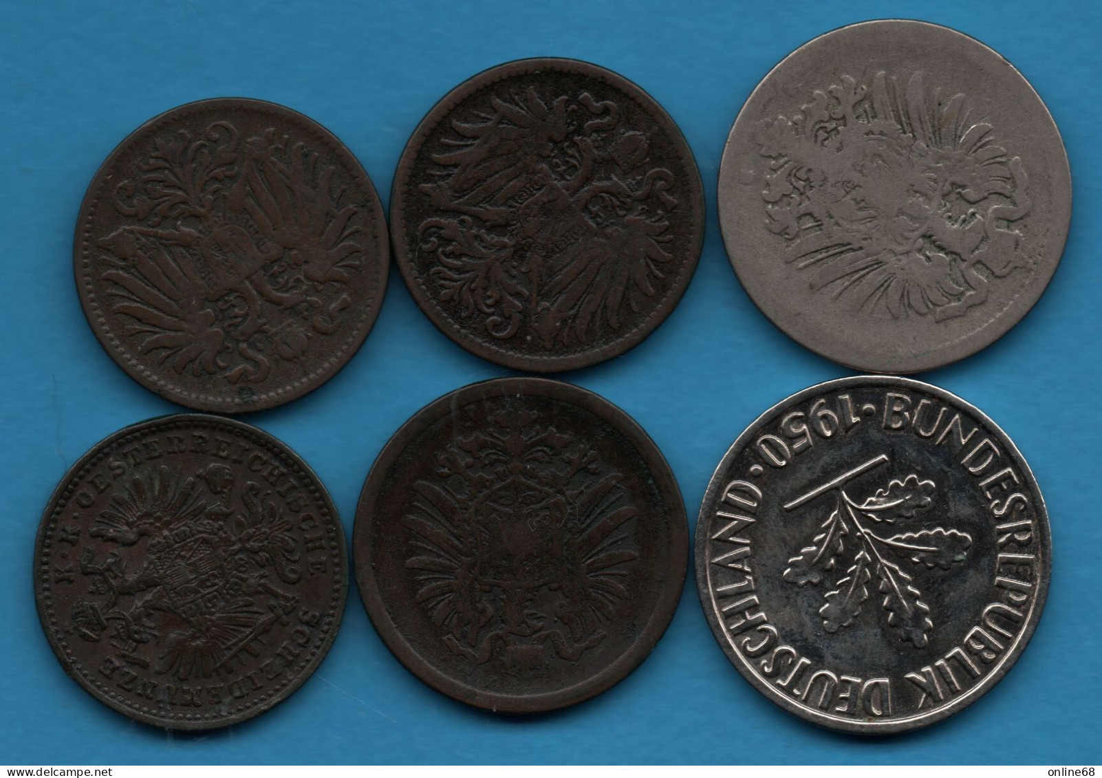 LOT MONNAIES 6 COINS : AUSTRIA - GERMANY - Österreich - Deutsches Reich  1877 - 1950 - Kiloware - Münzen