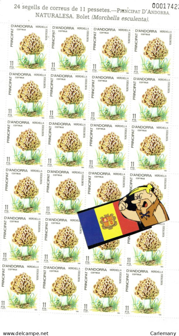 3 BlocS Fueuillet CHAMPIGNONS - Setas - Musrooms ANDORRA 1984  72 Timbres - Paddestoelen