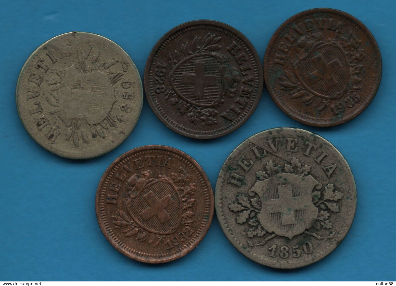 LOT MONNAIES 5 COINS : SUISSE - SCHWEIZ - SWITZERLAND 1850 - 1932 - Kilowaar - Munten