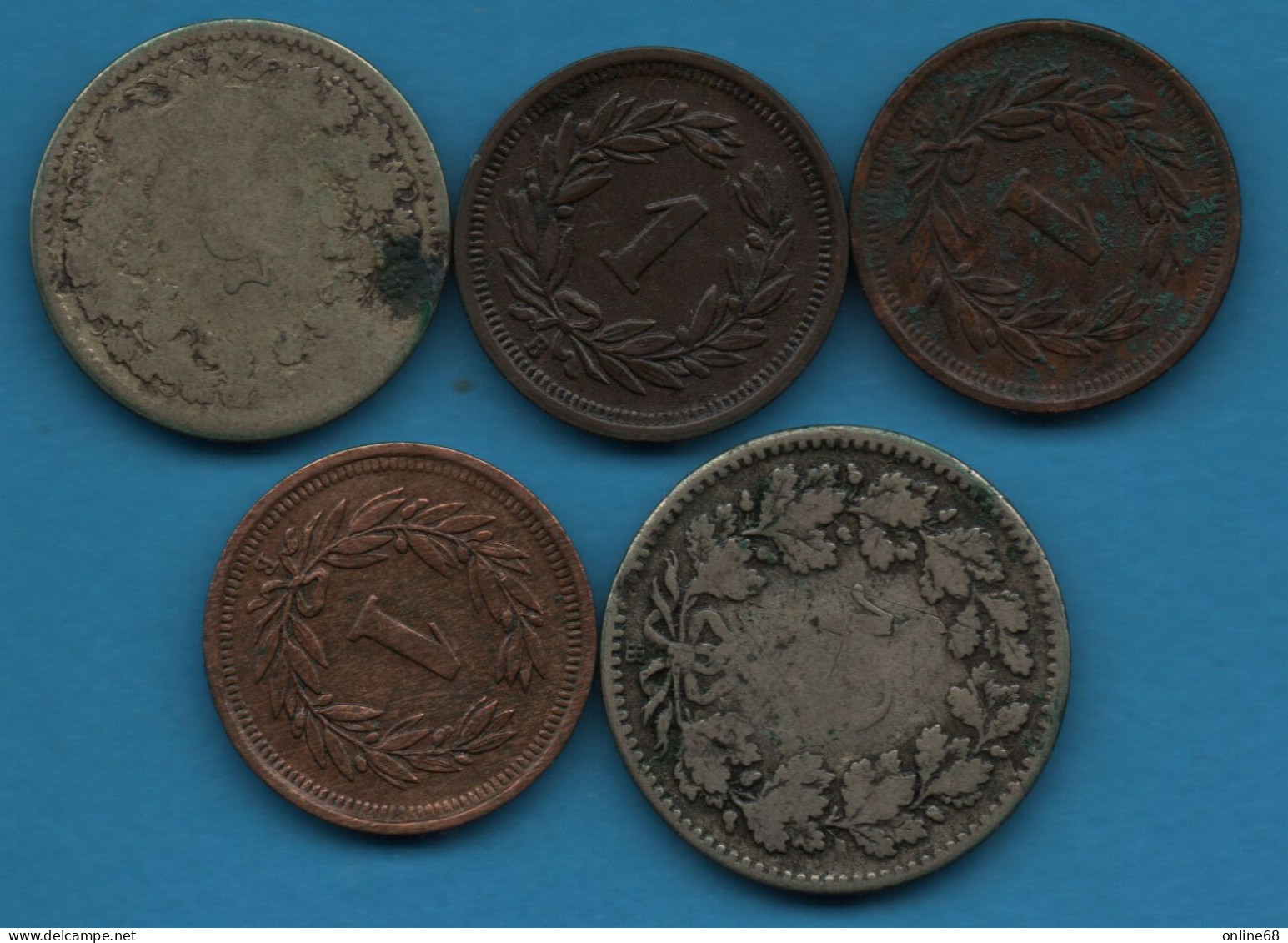 LOT MONNAIES 5 COINS : SUISSE - SCHWEIZ - SWITZERLAND 1850 - 1932 - Lots & Kiloware - Coins